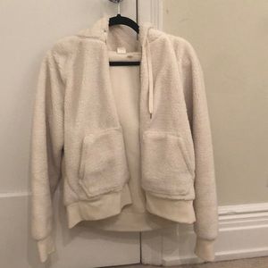 MUST GO white fuzzy hoodie